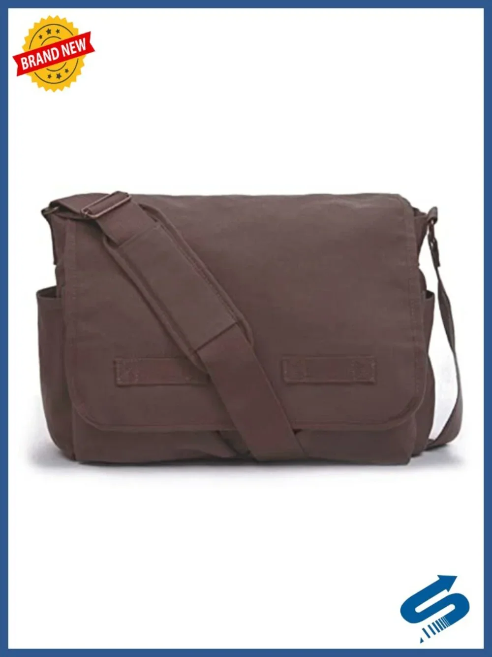 Vintage Messenger Bag - Heavyweight Cotton Canvas Shoulder Bag with Upgraded